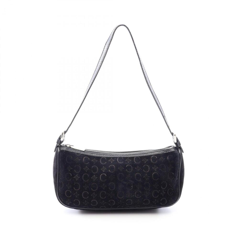 Celine C Macadam Handbag, Suede Leather, Women's, Black
